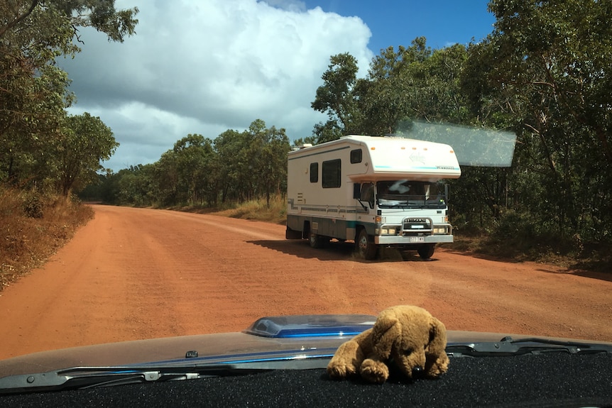 Campervan on gravel road