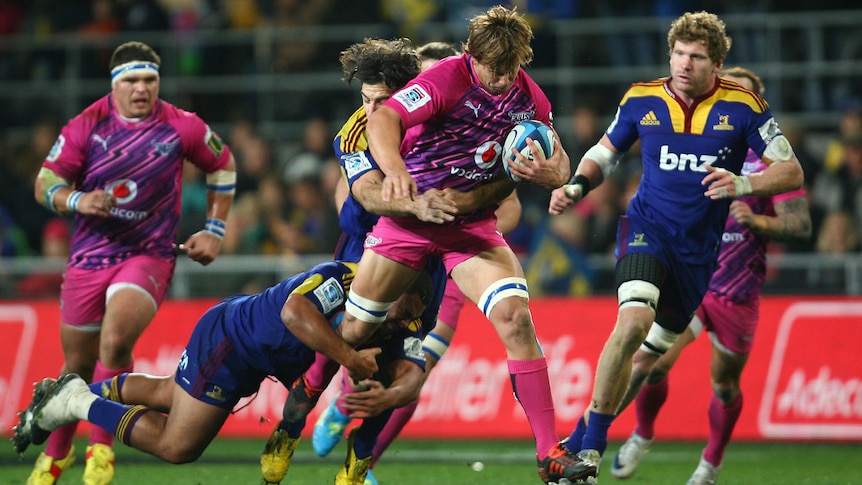 All wrapped up ... the Highlanders snatched a surprise win over the Bulls