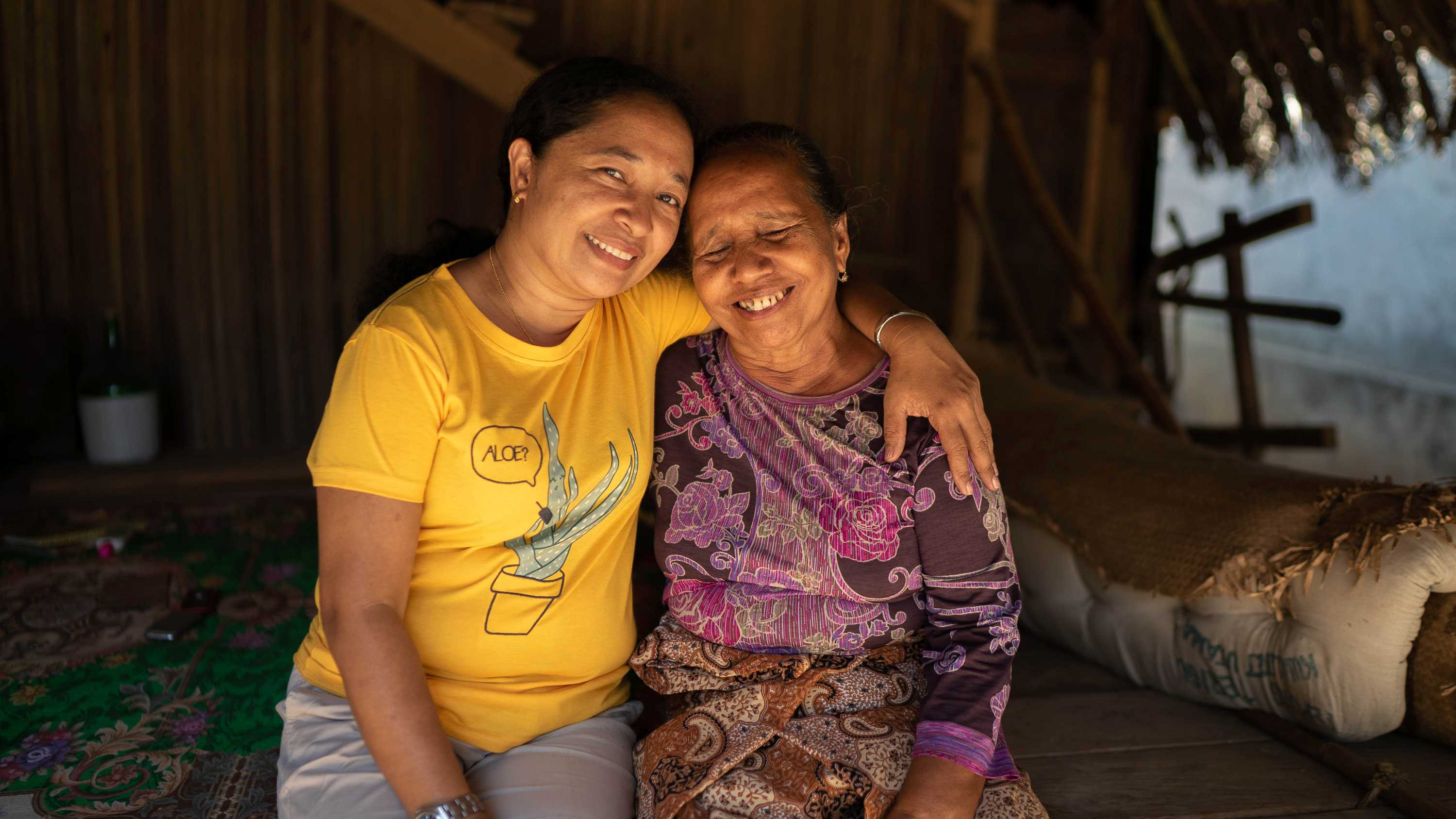Nina with her mother.