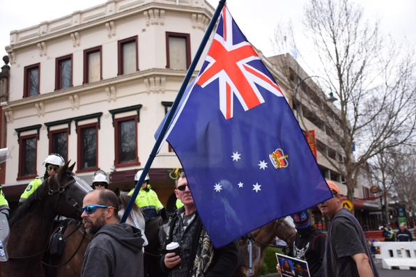 Flag at Bendigo protest