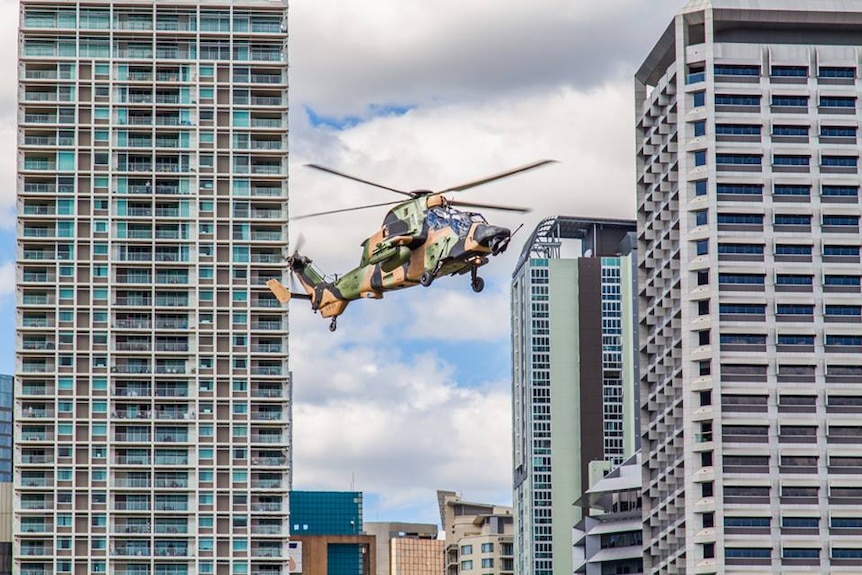 Army helicopters practice for Riverfire