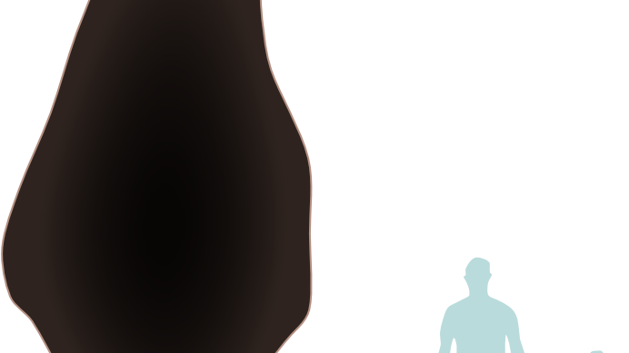 An illustration shows two figures alongside a tall but narrow cross-section of the cave opening.