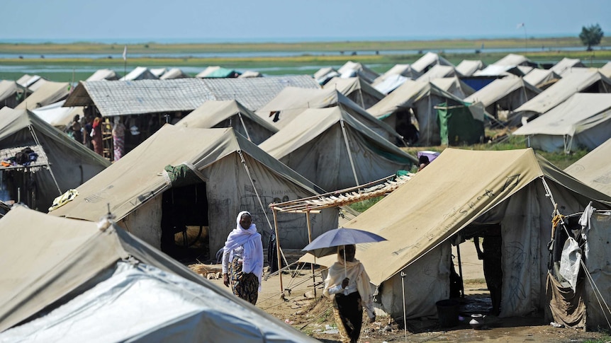Refugee camps for the displaced in Sittwe