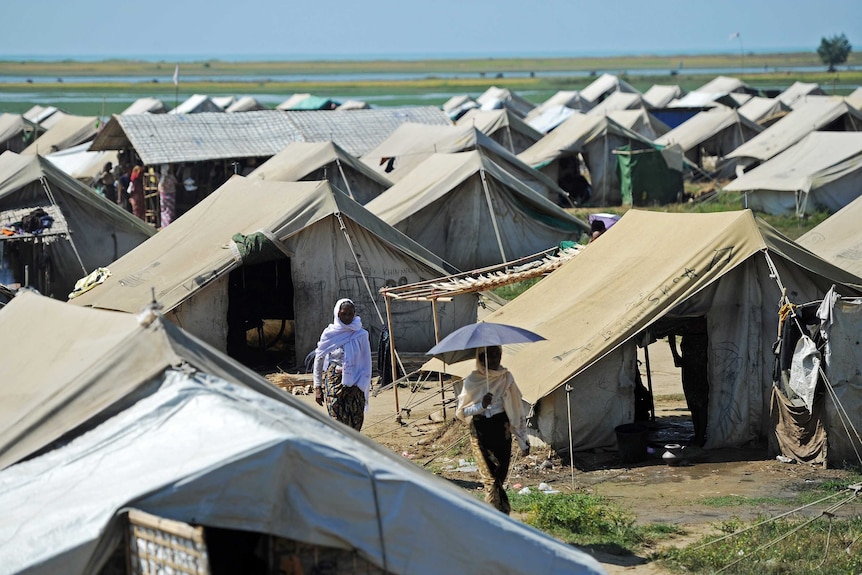 Refugee camps for the displaced in Sittwe