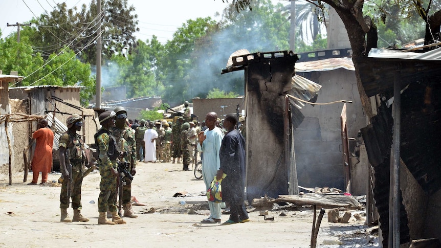 Houses burnt by Boko Haram in Zabarmari