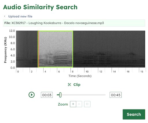 A screenshot of the A2O Search website comparing the audio to other sounds