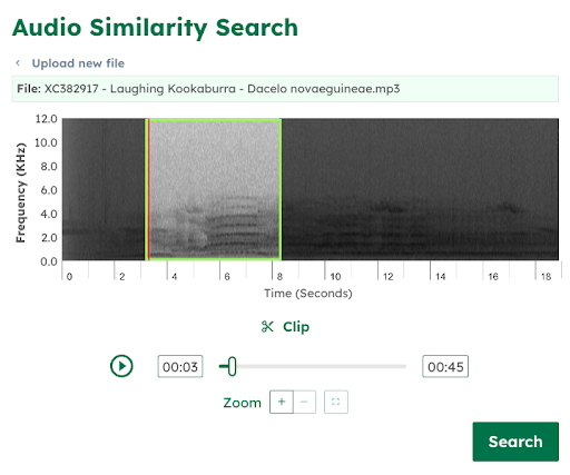 A screenshot of the A2O Search website comparing the audio to other sounds