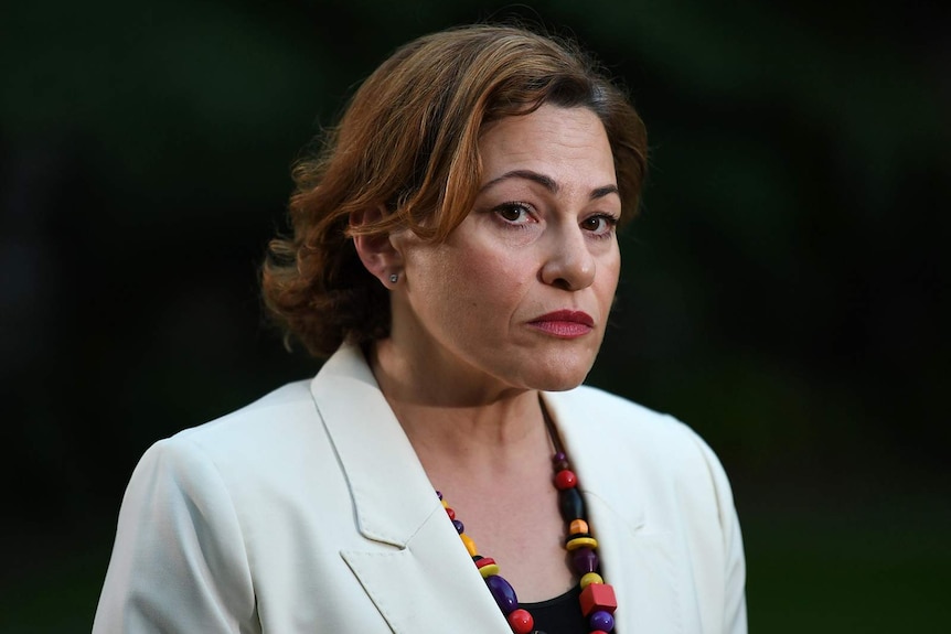 Queensland ALP MP Jackie Trad speaking to reporters