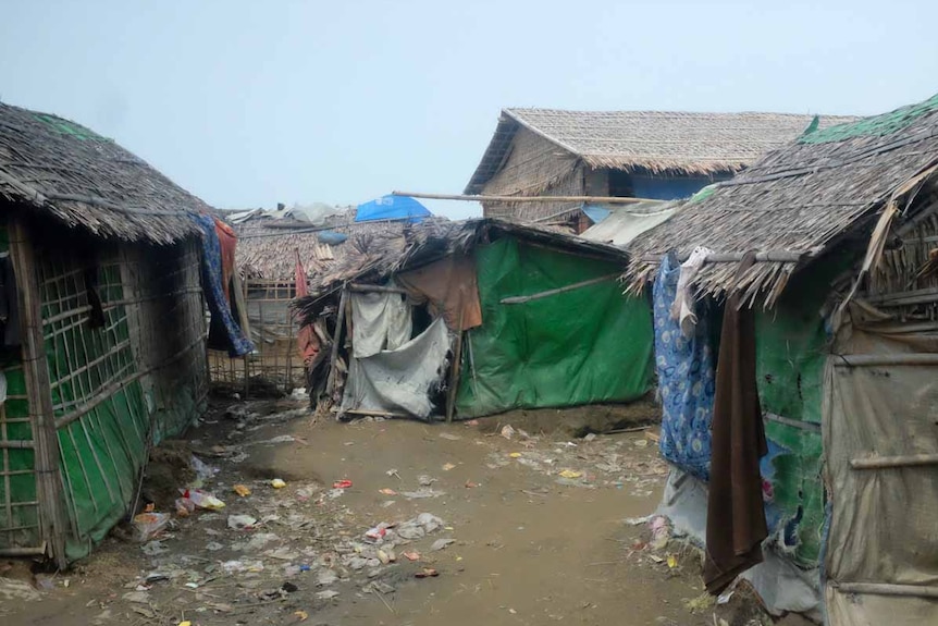 Ramshackle dwellings in Dar Paing camp.