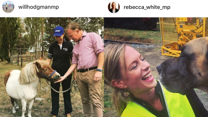 Will Hodgman and Rebecca White Instagram composite