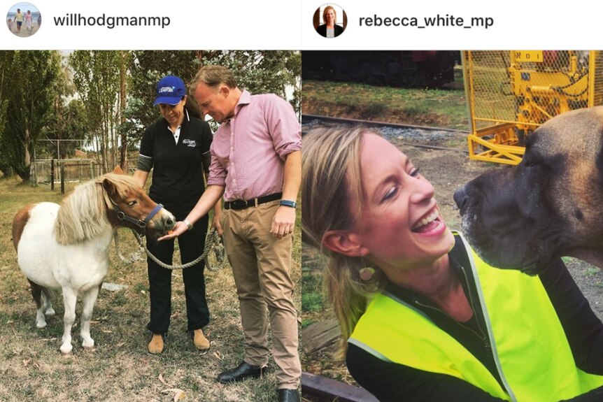Will Hodgman and Rebecca White Instagram composite