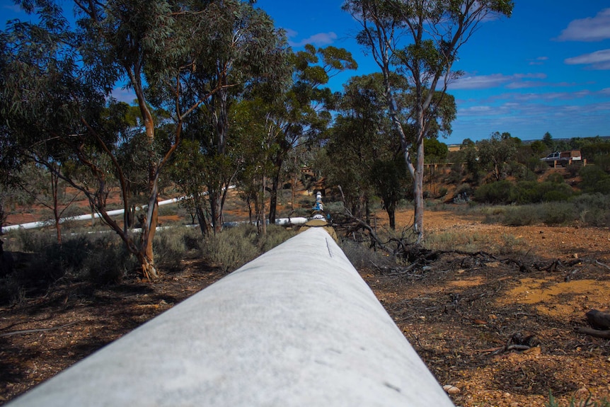 The end of the Goldfields Pipeline at Mount Charlotte, Kalgoorlie, Western Australia.
