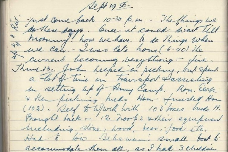 Photo of page of a diary