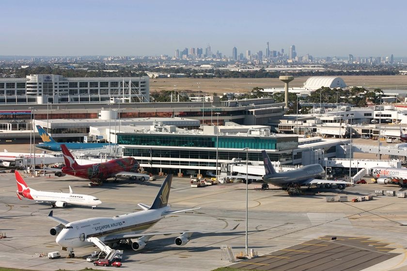 Melbourne Airport with the CBD in the distance.
