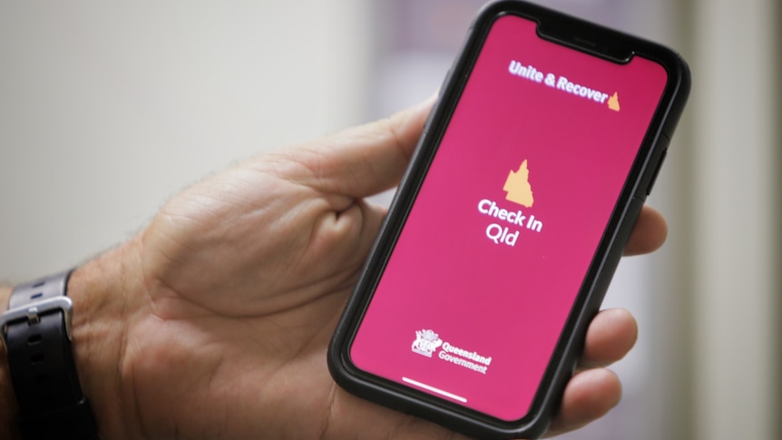 Check In Qld app on a phone in April 2021