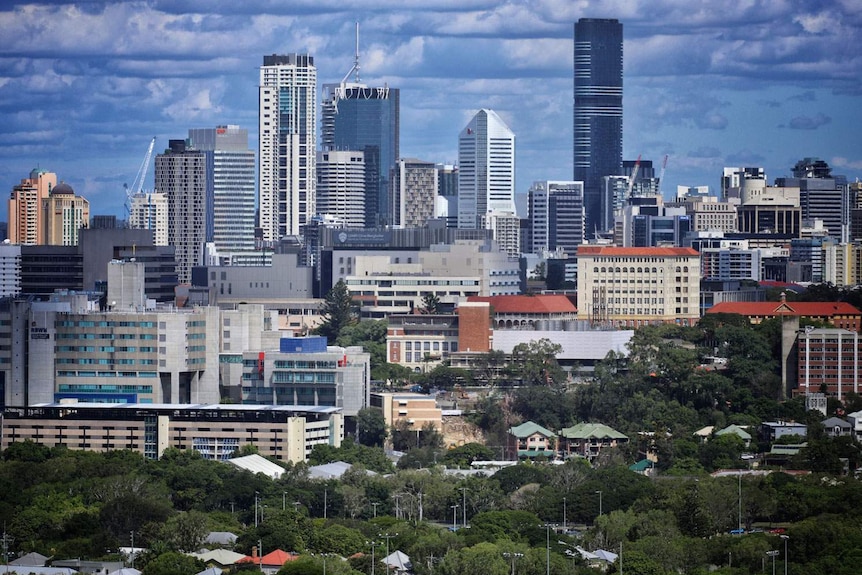 Eildon Hill Reserve in Hawdon Street at Windsor in Brisbane with view of city.