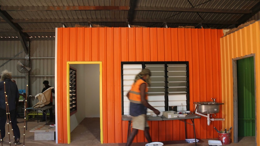 The interior of the men's shed at Wadeye.