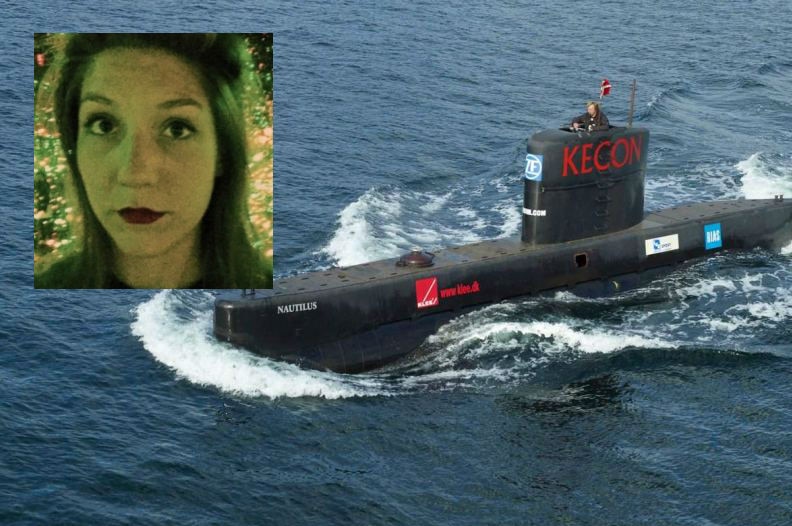 The Danish submarine UC3 Nautilus, with an inset photo of journalist Kim Wall who disappeared after a voyage aboard the sub.