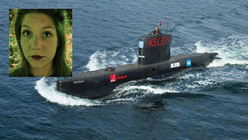 The Danish submarine UC3 Nautilus, with an inset photo of journalist Kim Wall who disappeared after a voyage aboard the sub.