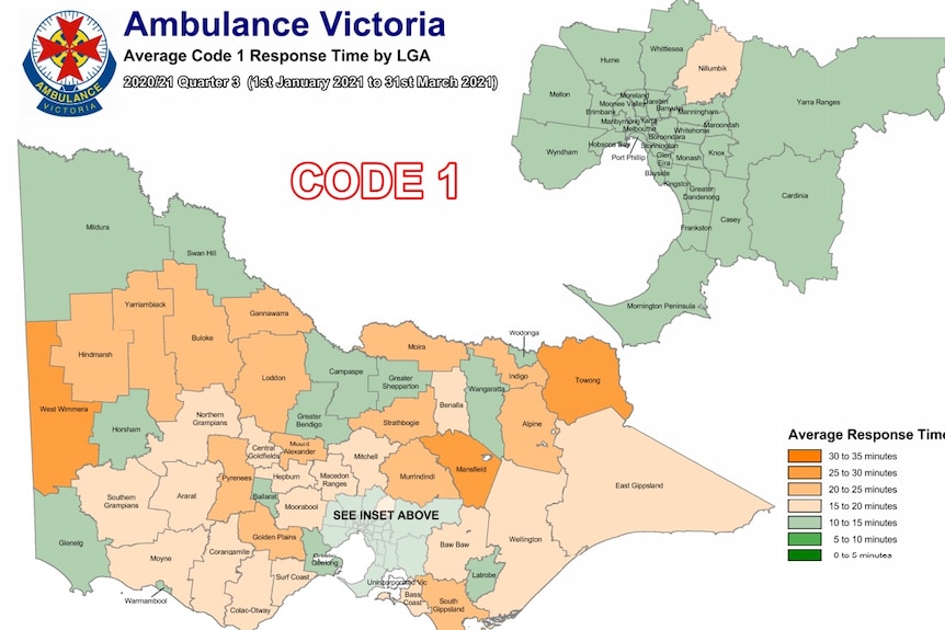 A picture of Victoria in a map divided into local government areas. 