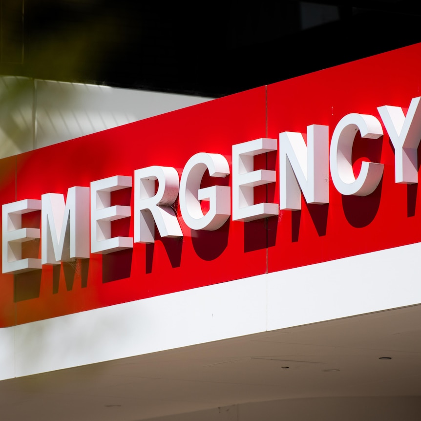 Emergency department signage at the Lyell McEwin Hospital.