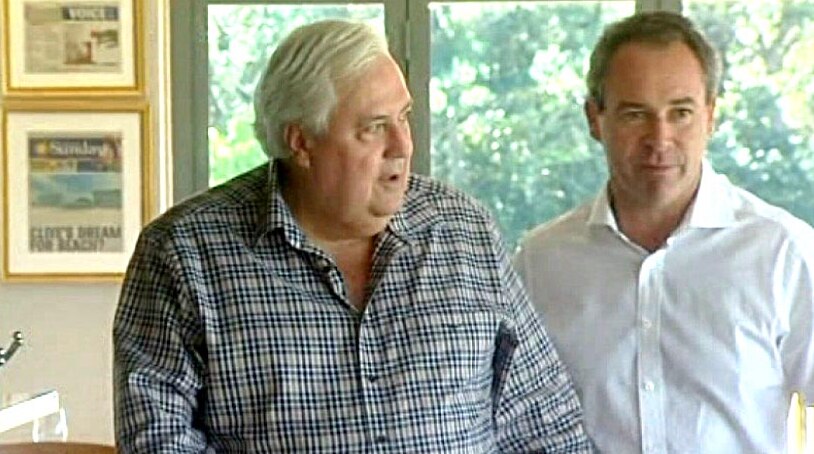 Clive Palmer with media adviser Andrew Crook