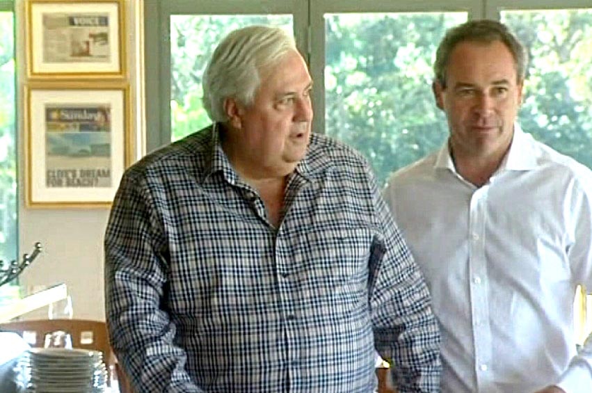 Clive Palmer with media adviser Andrew Crook