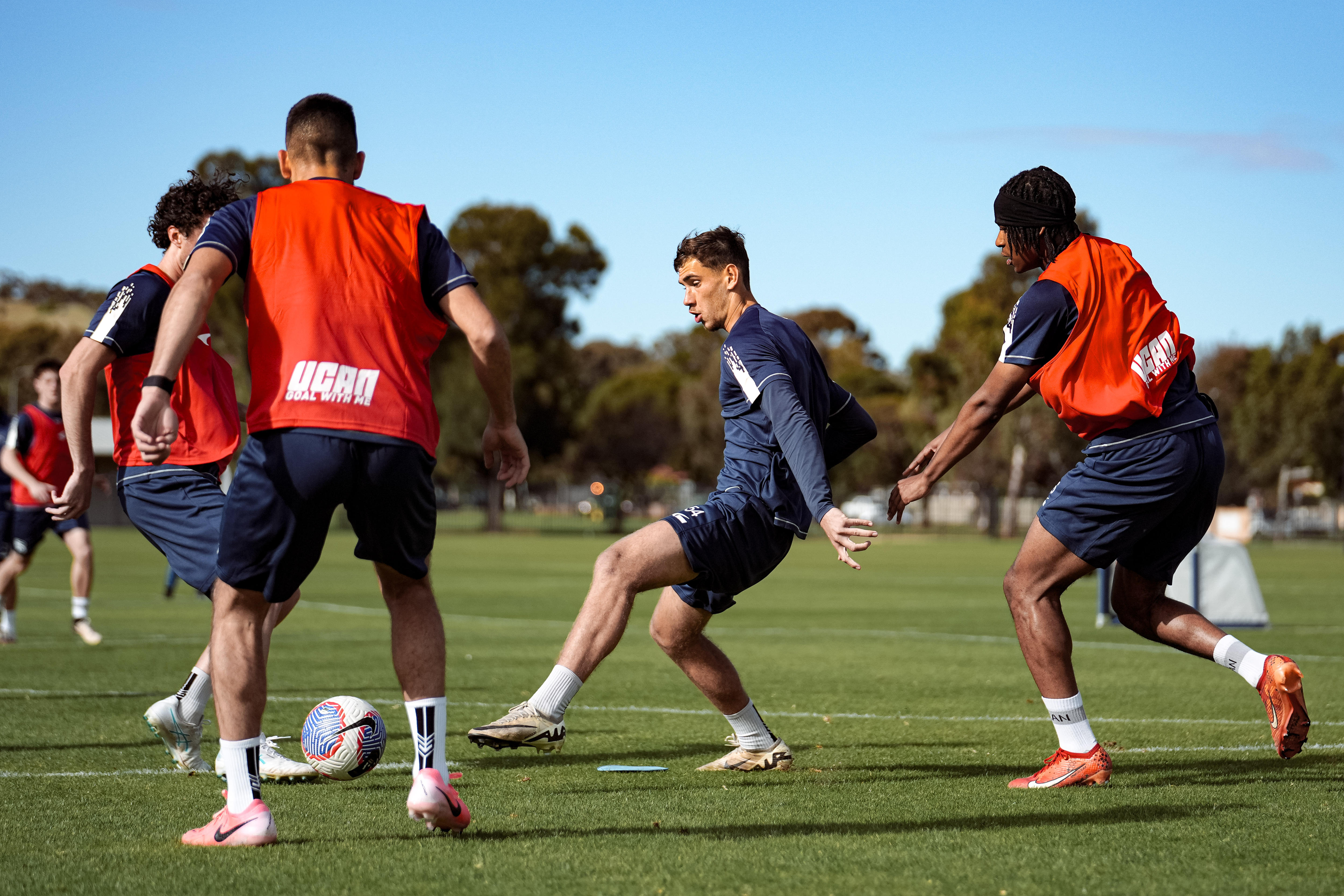 Adelaide United's Bailey O'Neil goes through training
