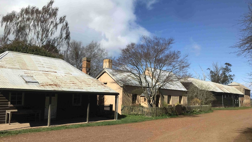 A row of historic buildings in a country setting