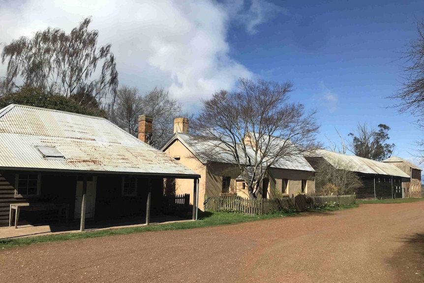 A row of historic buildings in a country setting