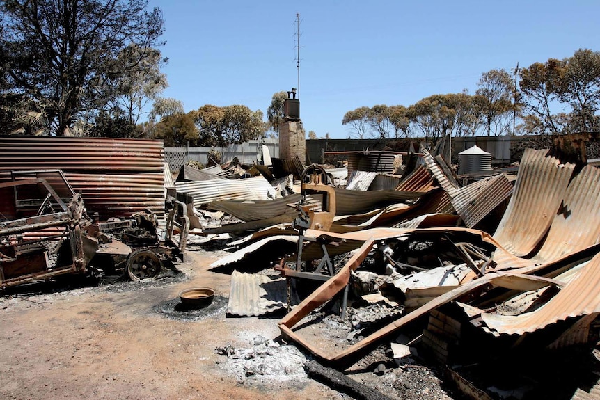 Little is left of a bushfire-devastated house in Port Lincoln