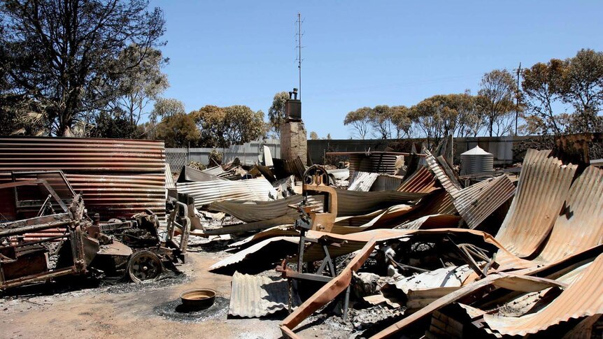 Little is left of a bushfire-devastated house in Port Lincoln
