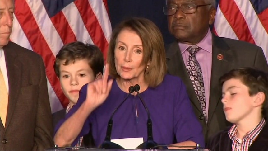 Nancy Pelosi says Democrats in the House of Representatives will "drain the swamp of dark interests' money".