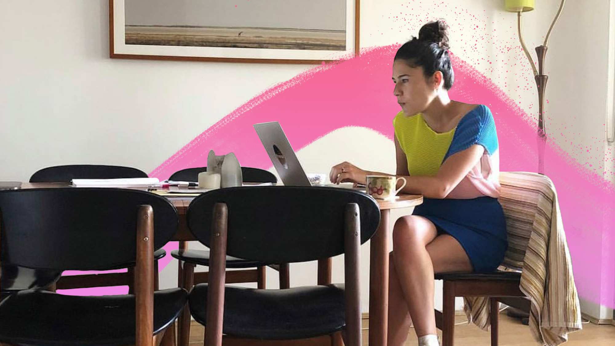Jan Fran sitting at a computer for a story about hobbies