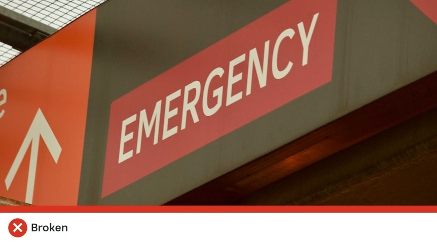 A red sign which says "emergency" in white capital letters