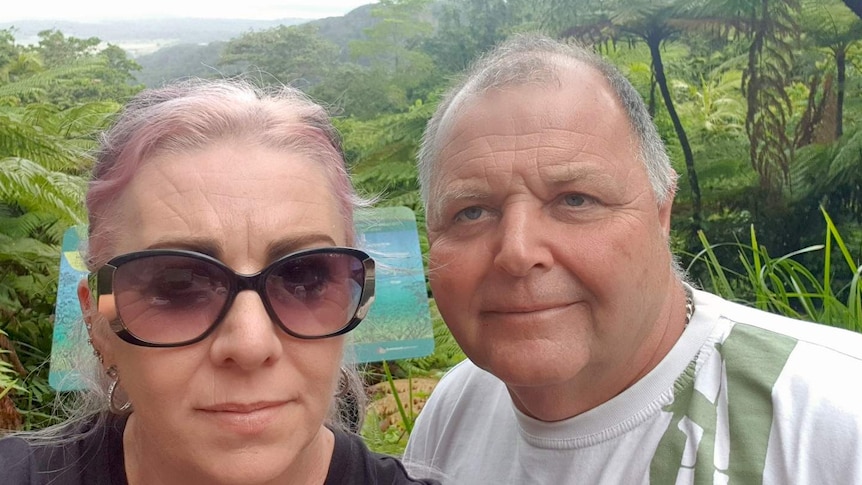 Mardi and Andrew Liebelt have a selfie together in the rainforest.