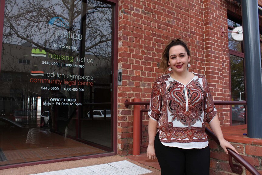 ARC Justice's Hayley Mansfield outside the Bendigo office