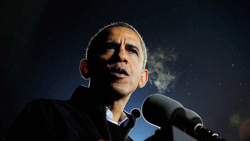 Barack Obama speaks at a campaign rally