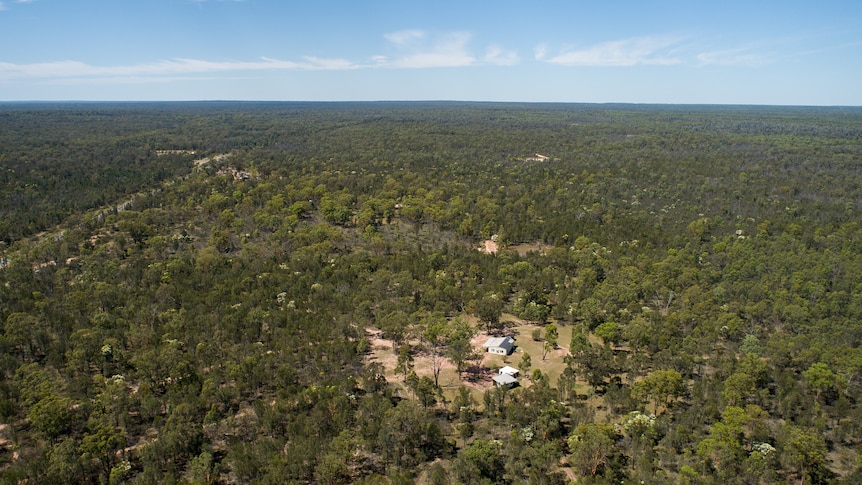 Aerial photo of an  isolated property in near Tara, Queensland, December 2022.