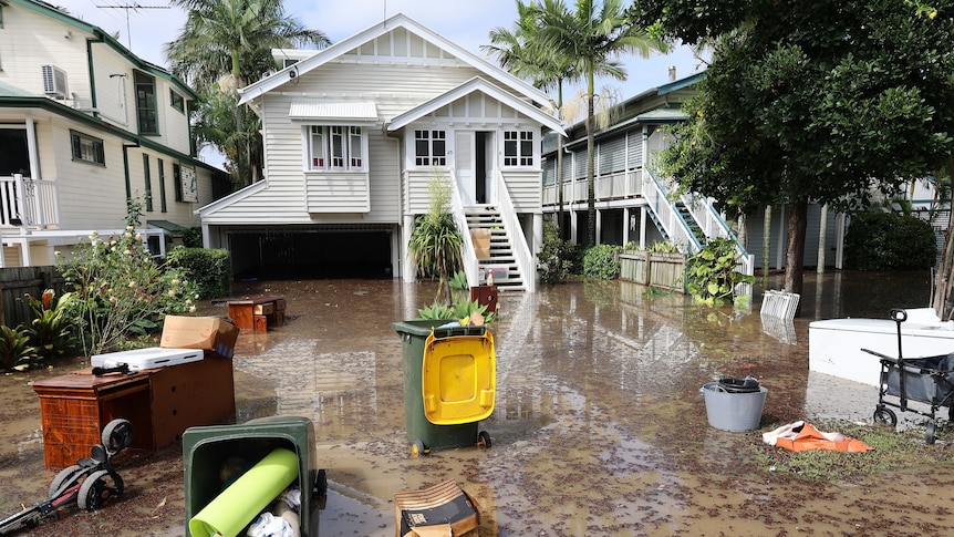 Flooded house in Norman Park in Brisbane