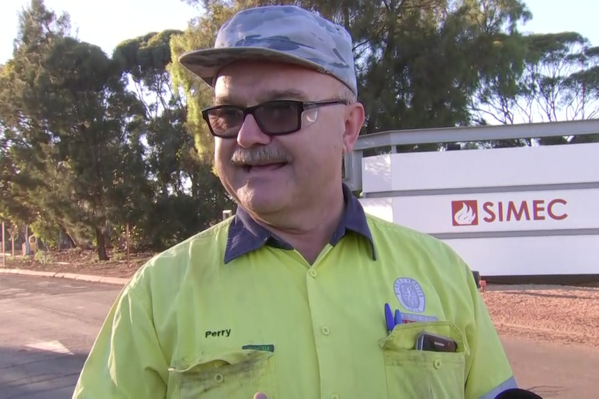 A contractor in a fluorescent top in Whyalla.