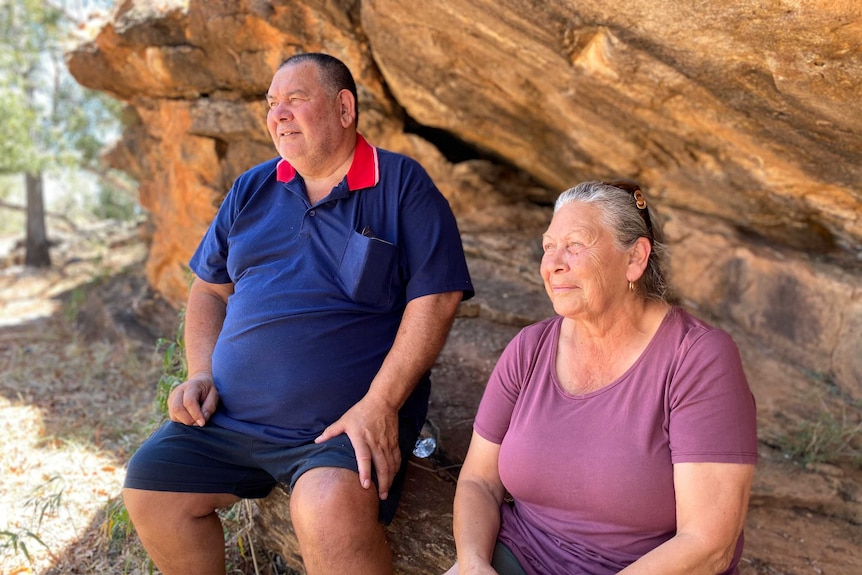 Traditional owners Lawrence Clarke and Denise Hampton.