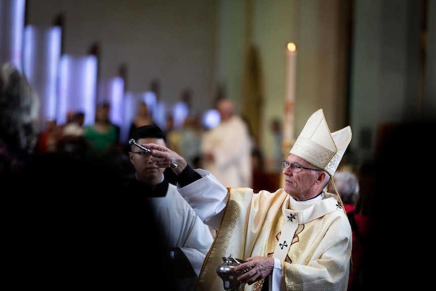 Catholic Archbishop of Perth Timothy Costelloe during an Easter service in Perth