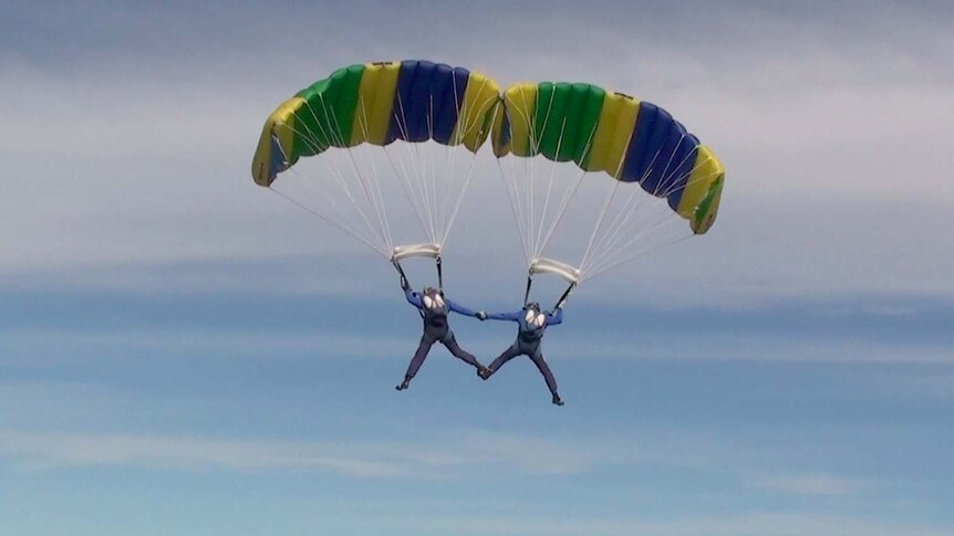 Michael Vaughan (left) and Jules McConnel fly in formation