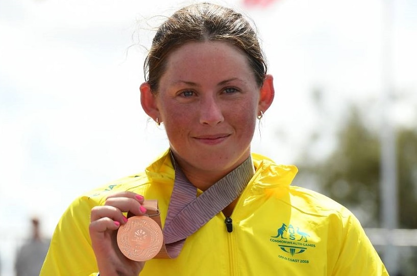 Lauren Parker with her Commonwealth Games bronze medal.
