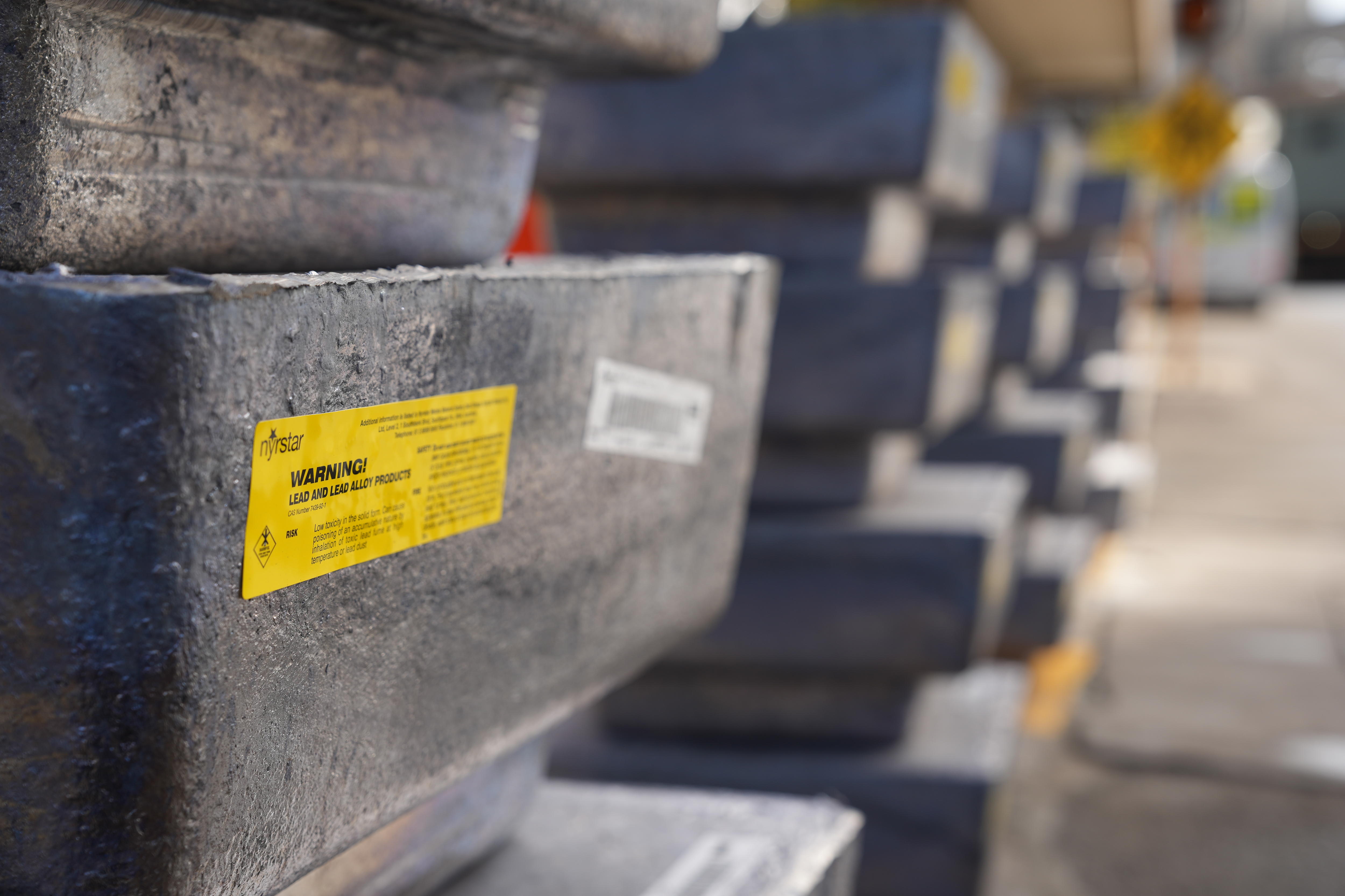 Blocks of lead product.