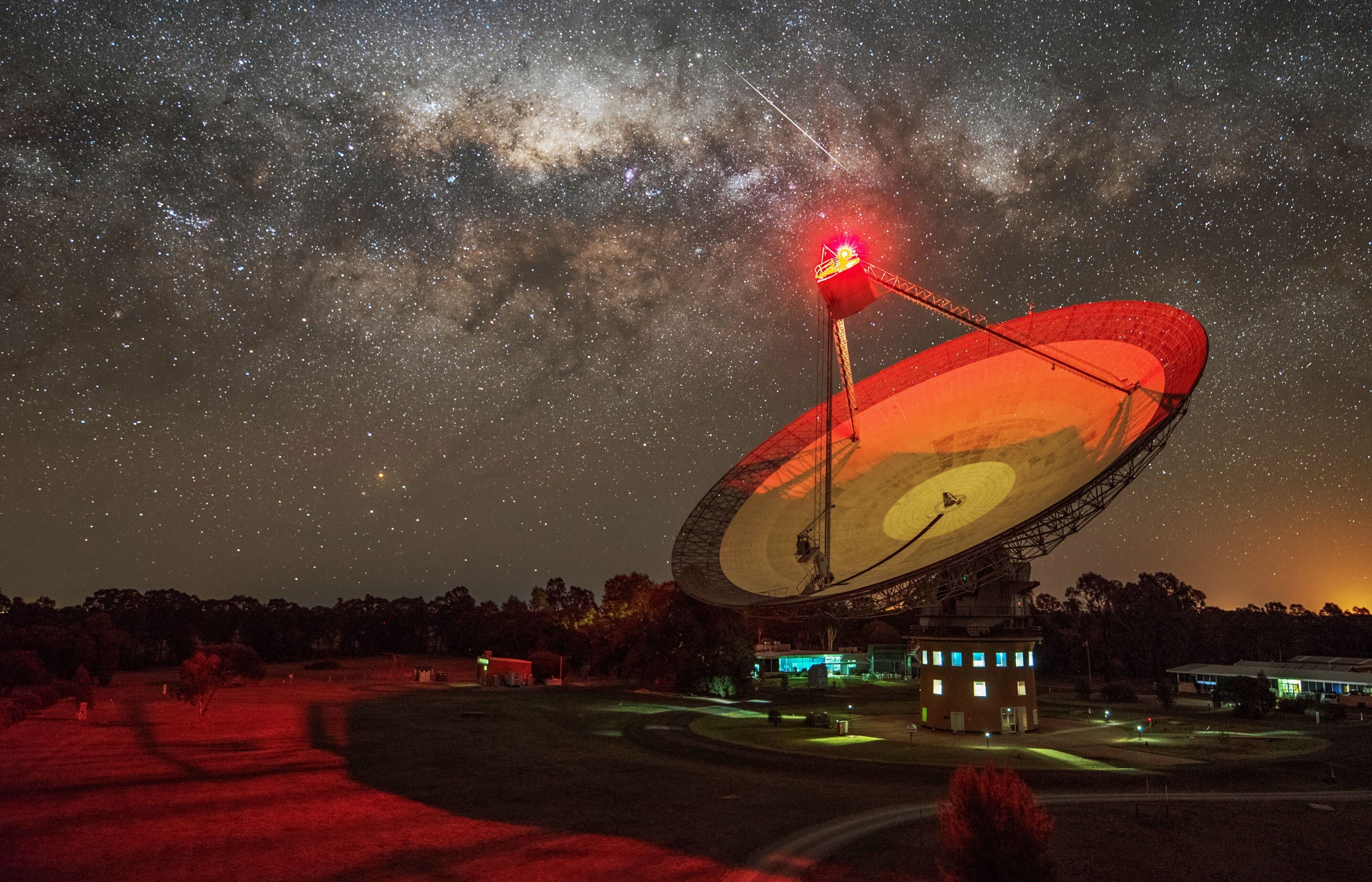 An observatory at night