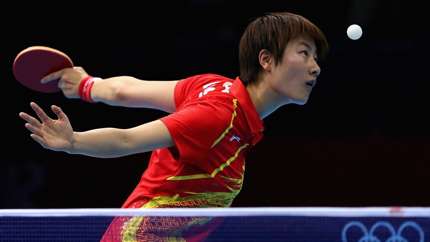 Chinese table tennis player Ning Ding in the semi-finals