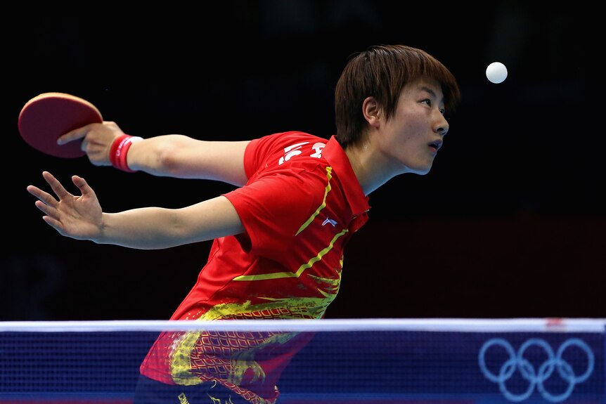 Chinese table tennis player Ning Ding in the semi-finals