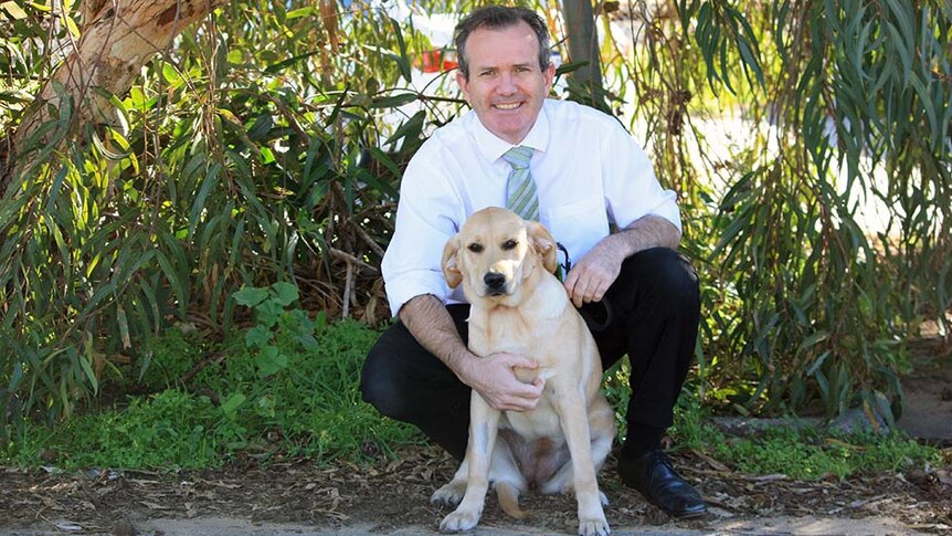 Vet Dr David Neck poses with a guide dog
